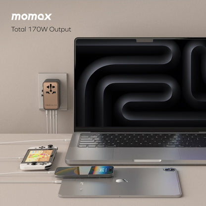 MOMAX 1-WORLD 170W GAN 4 PORT TRAVEL ADAPTER