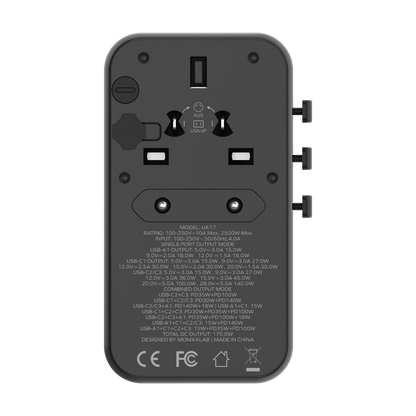 MOMAX 1-WORLD 170W GAN 4 PORT TRAVEL ADAPTER