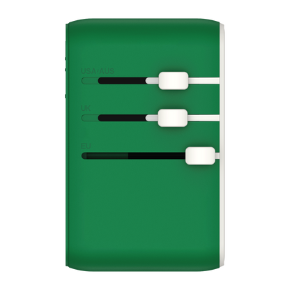 MOMAX 1-WORLD 25W 3 PORT WITH BUILT-IN USB-C CABLE AC TRAVEL ADAPTOR