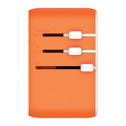 MOMAX 1-WORLD 25W 3 PORT WITH BUILT-IN USB-C CABLE AC TRAVEL ADAPTOR