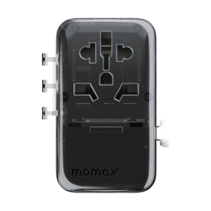 MOMAX 1-WORLD FLOW 35W 4 PORT WITH BUILT-IN USB-C CABLE TRAVEL ADAPTOR (Whte)