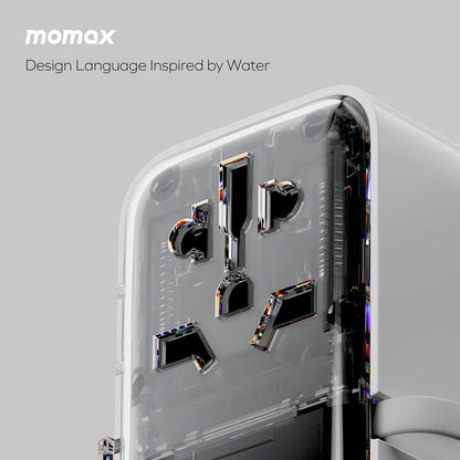 MOMAX 1-WORLD FLOW 35W 4 PORT WITH BUILT-IN USB-C CABLE TRAVEL ADAPTOR (Whte)
