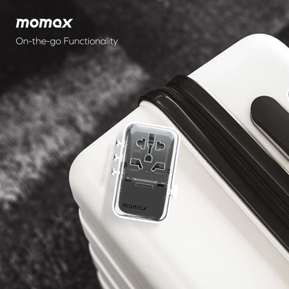 MOMAX 1-WORLD FLOW 35W 4 PORT WITH BUILT-IN USB-C CABLE TRAVEL ADAPTOR (Whte)