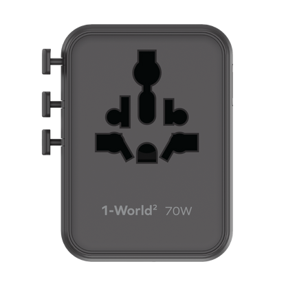 MOMAX 1-WORLD2 GAN 70W 5-PORT USB-C AC TRAVEL ADAPTOR