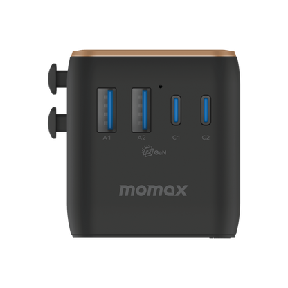 MOMAX 1-WORLD2 GAN 70W 5-PORT USB-C AC TRAVEL ADAPTOR