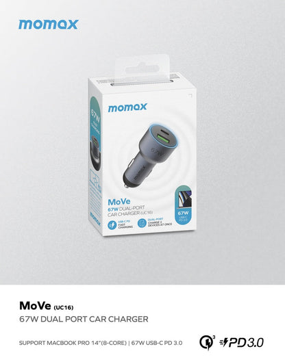 MOMAX MOVE 67W DUAL PORT CAR CHARGER