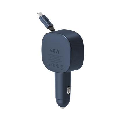 MOMAX 1-MOVE+ 60W 2-PORT CAR CHARGER WITH BUILT-IN RETRACTABLE CABLE
