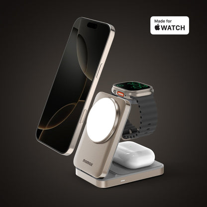 MOMAX 1-CHARGE Q.PORT Qi 2 15W 3IN1 MAGNETIC WIRELESS CHARGING STAND