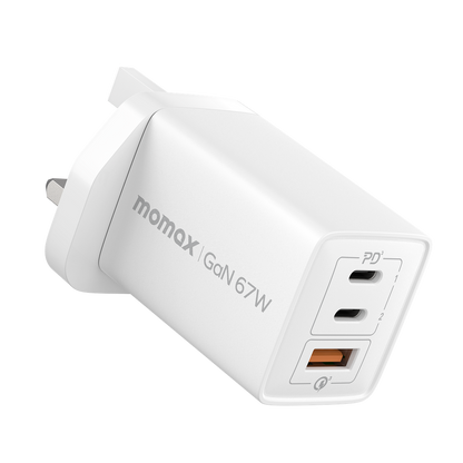 MOMAX ONEPLUG 67W 3 PORT GAN WALL CHARGER