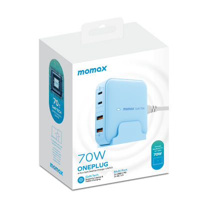 MOMAX ONE PLUG PD 70W GAN 4 PORTS DESKTOP CHARGER UK
