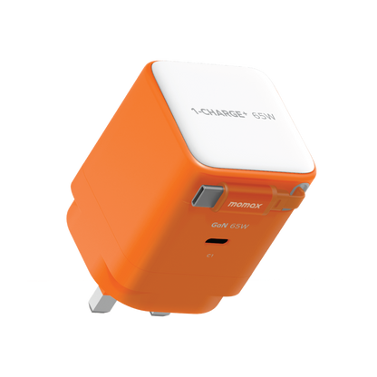 MOMAX 1-CHARGE 65W GAN 1 PORT CHARGER WITH BUILT-IN USB-C CABLE