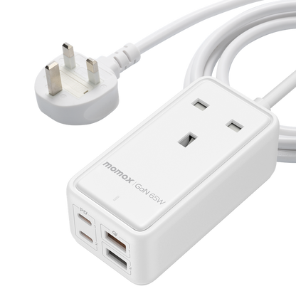 MOMAX ONEPLUG 65W GAN EXTENSION CORD WITH USB