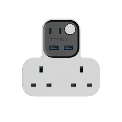 MOMAX 1-CHARGER WORK FLOW T-SHAPED EXTENTION 2 SOCKET WITH USB