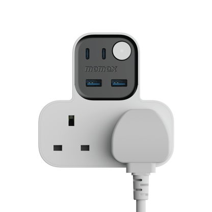MOMAX 1-CHARGER WORK FLOW T-SHAPED EXTENTION 2 SOCKET WITH USB
