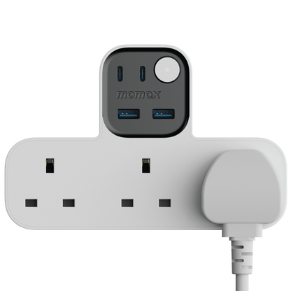 MOMAX 1-CHARGER WORK FLOW T-SHAPED EXTENTION 3 SOCKET WITH USB