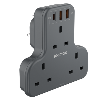MOMAX ONEPLUG 3 OUTLET T-SHAPED EXTENSION SOCKET WITH USB