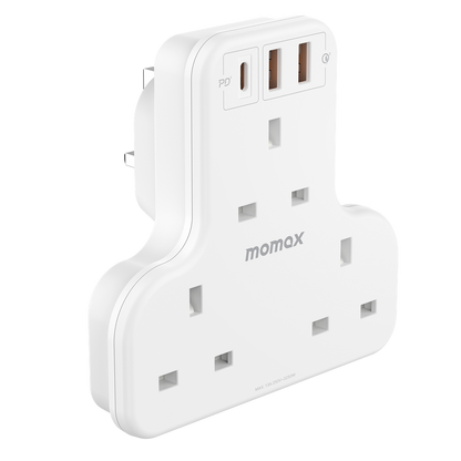 MOMAX ONEPLUG 3 OUTLET T-SHAPED EXTENSION SOCKET WITH USB