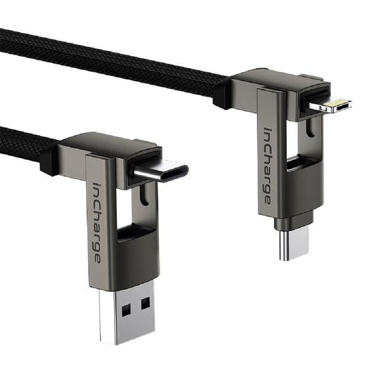 Rolling Square InCharge®6 Moon 1.5m 6 in 1 Charging Cable 1.5M Mercury Gray