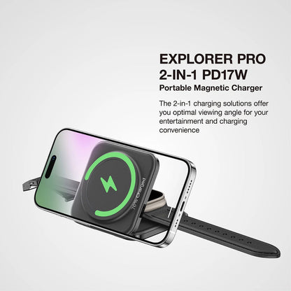 AMAZING THING EXPLORER PRO 2IN1 PD 15W PORTABLE WIRELESS CHARGER WITH 1.2M USB-C TO USB-C CABLE