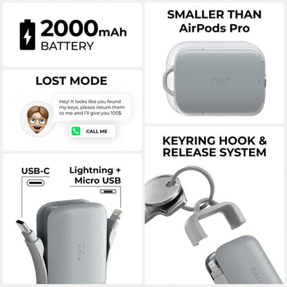 ROLLING SQUARE TAU 2 EMERGENCY KEYRING POWER BANK 2000MAH