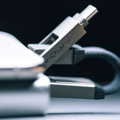 Rolling Square InCharge®6 Moon White 6 in 1 Charging Cable 0.25ft Moon White