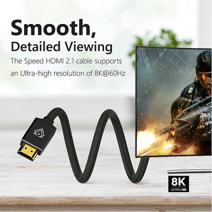 VERTUX 8K NYLON BRAIDED HDMI 2.1 CABLE 1.5M LENGTH BLACK