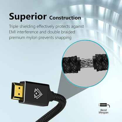 VERTUX 8K NYLON BRAIDED HDMI 2.1 CABLE 1.5M LENGTH BLACK