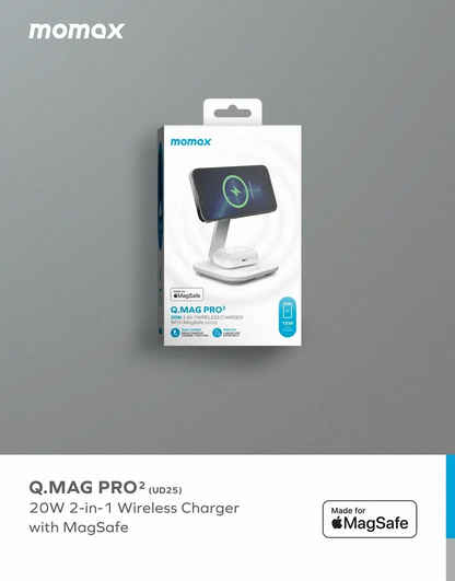 Momax Q.Mag Pro 2 2-in-1 Wireless Charger with MagSafe